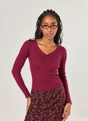 Blusa Manga Longa Retilínea Decote V