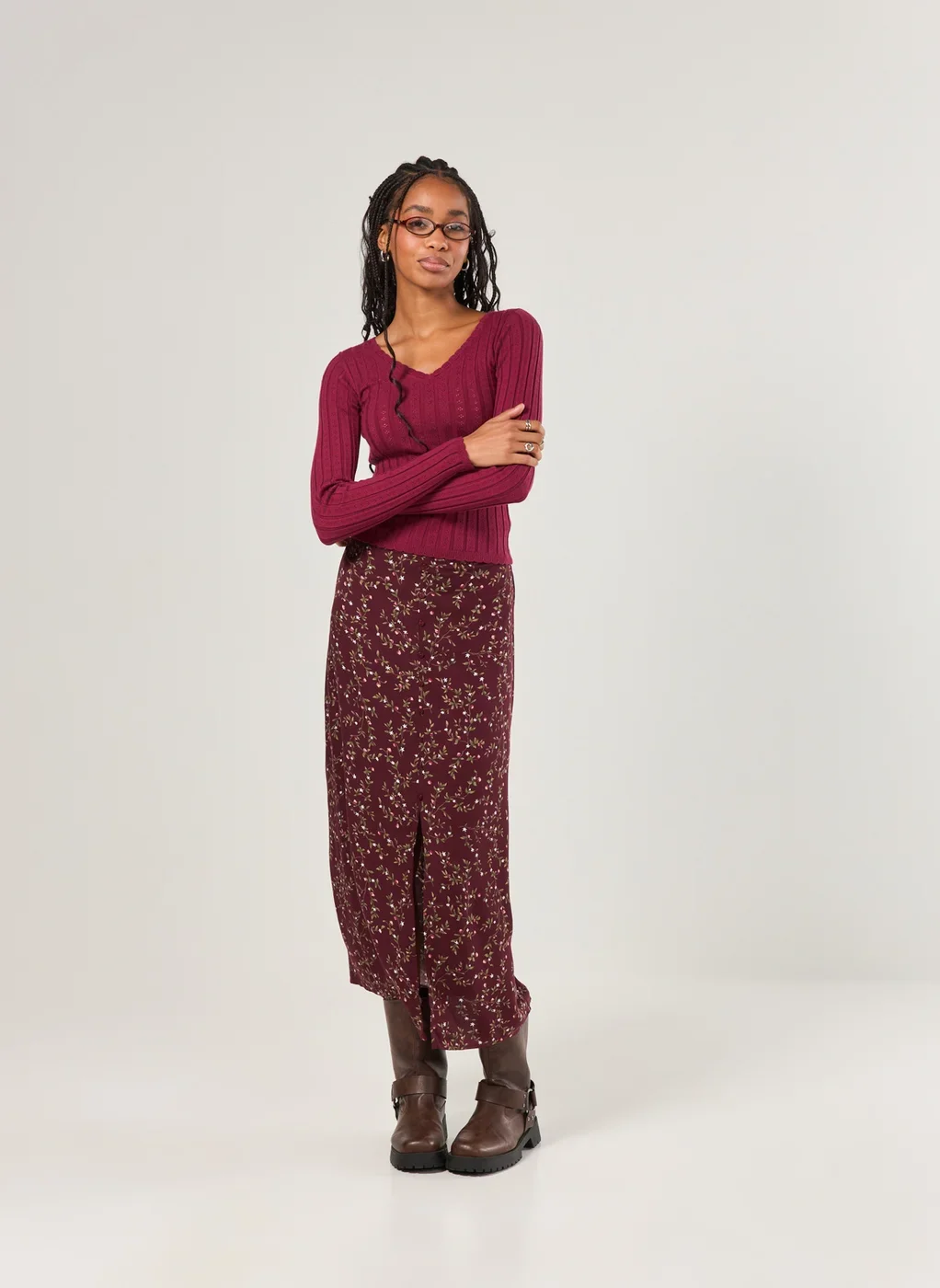 Blusa Manga Longa Retilínea Decote V