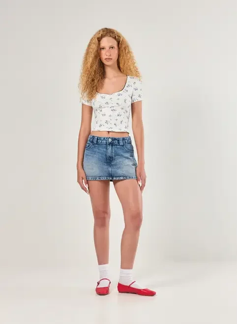 Blusa Canelada Estampa Florida