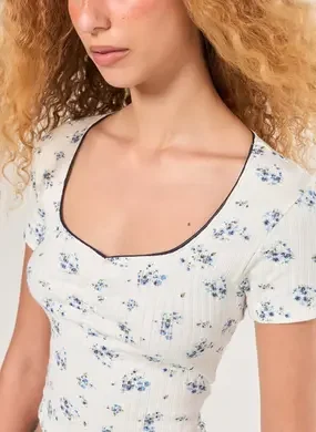 Blusa Canelada Estampa Florida