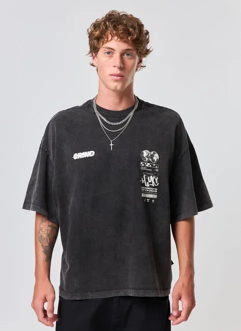 Camiseta Oversized Cropped Malhão Marmorizada