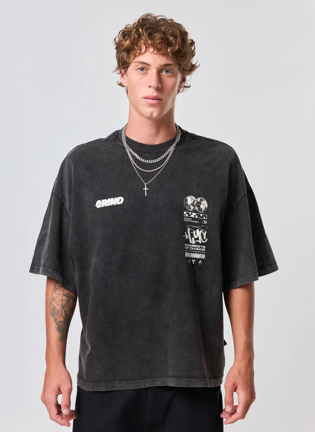 Camiseta Oversized Cropped Malhão Marmorizada