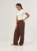 Calça Wide Leg Cintura Média Cargo