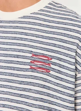 Camiseta Box Listrada Texturizada Bordado