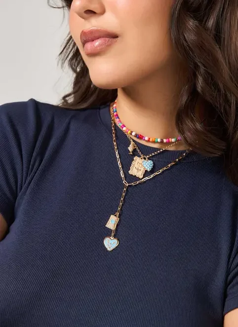 Conjunto 3 Colares Dourados Miçangas