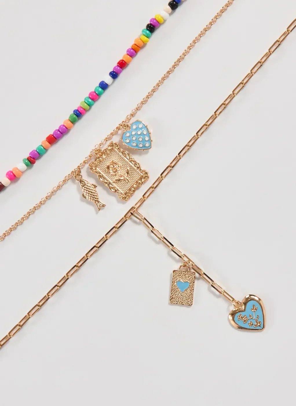 Conjunto 3 Colares Dourados Miçangas