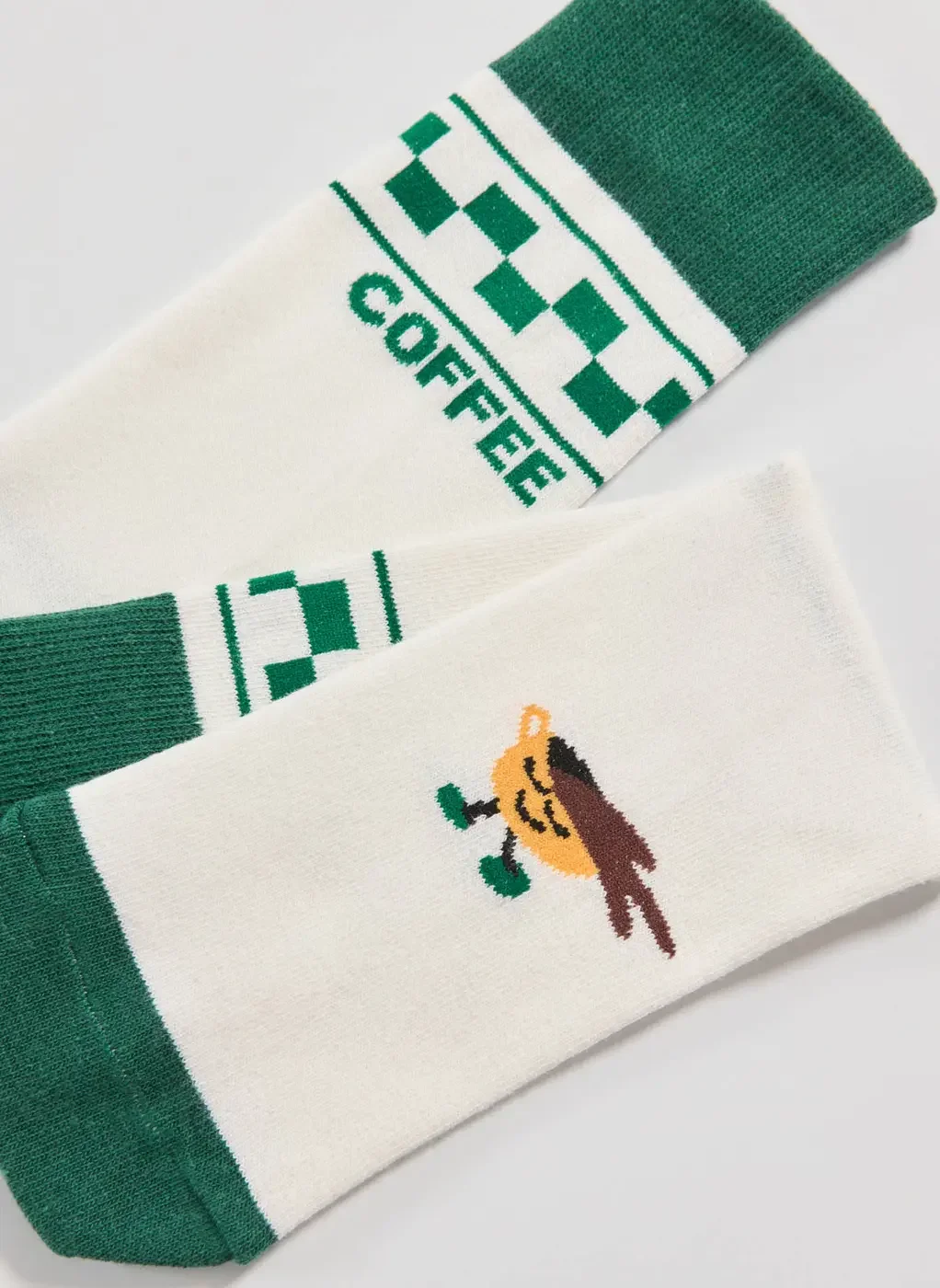 Meia Off-White E Verde Coffee