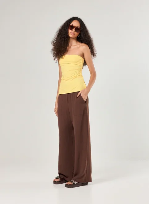 Blusa Sem Alças Poliamida Franzido