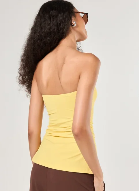 Blusa Sem Alças Poliamida Franzido