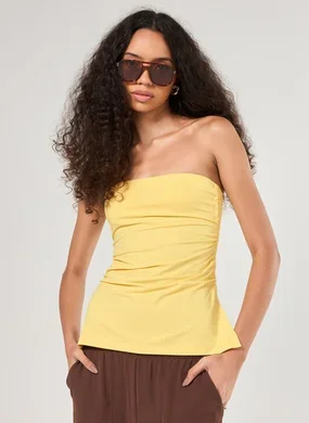 Blusa Sem Alças Poliamida Franzido