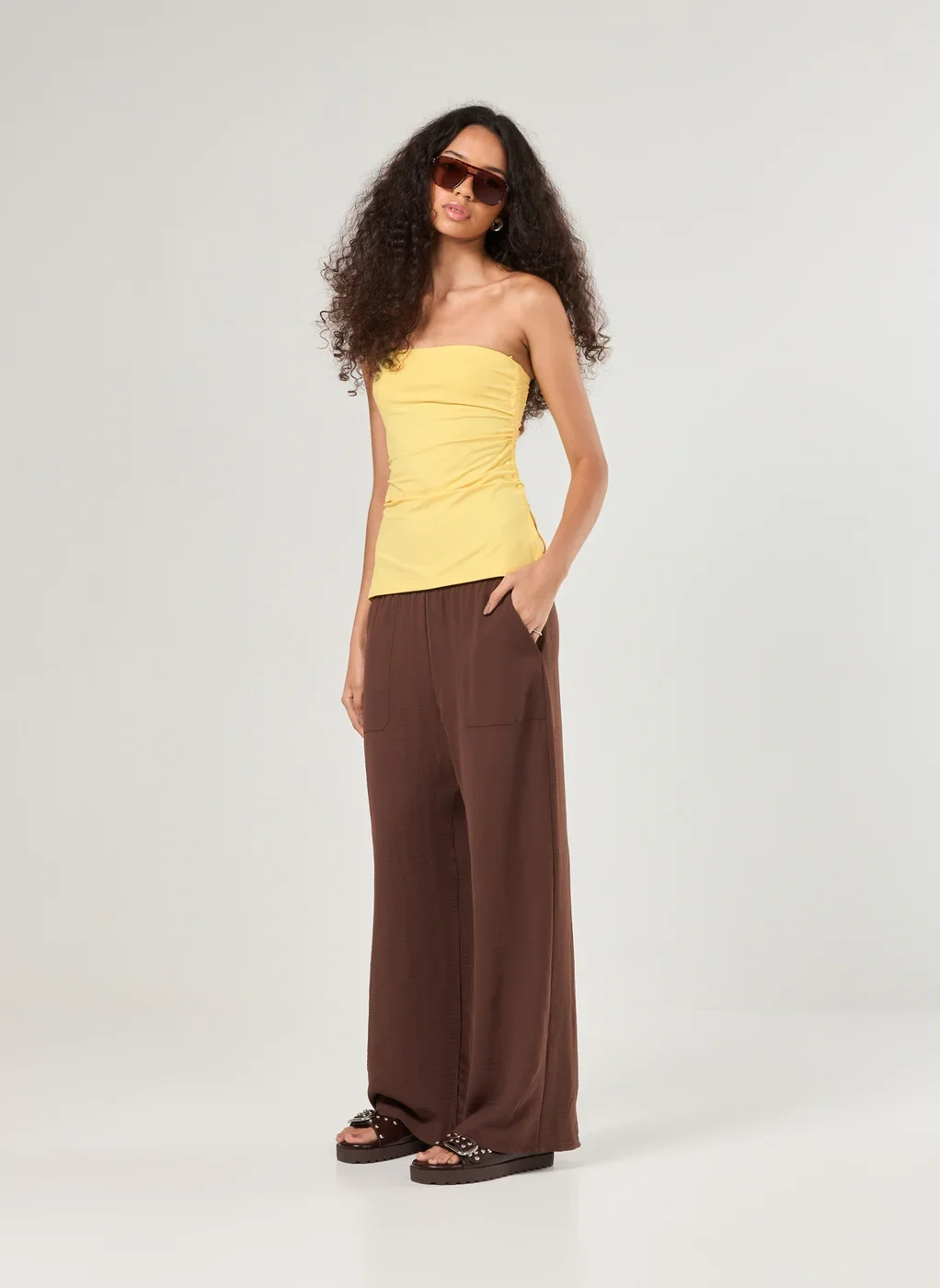 Blusa Sem Alças Poliamida Franzido