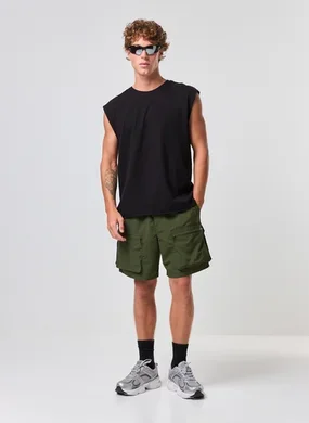 Bermuda Cargo Bolsos Frontais Com Zíper