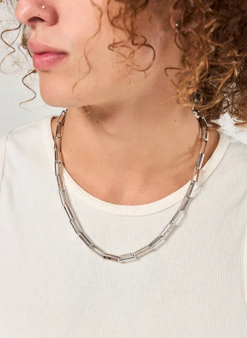 Colar Corrente Prateada Elos