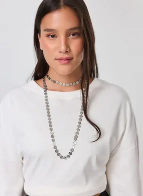 Colar Alongado Bolinhas Martelado