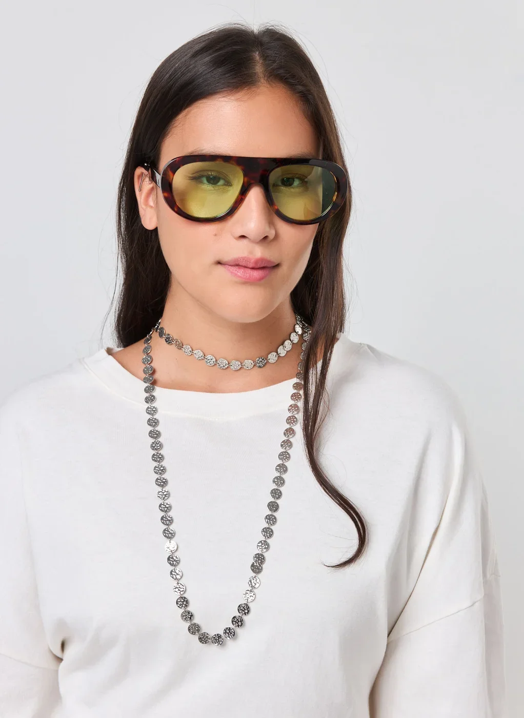 Colar Alongado Bolinhas Martelado