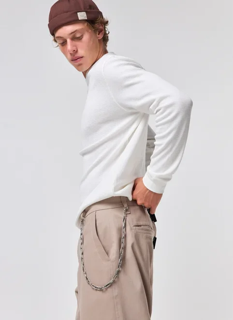 Corrente De Calça Prateada Elo Duplo