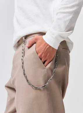 Corrente De Calça Prateada Elo Duplo