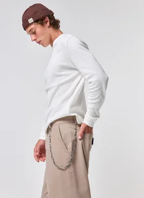 Corrente De Calça Prateada Elo Duplo