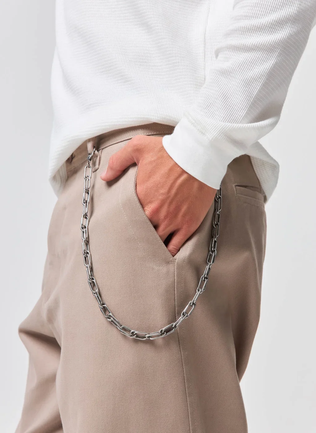 Corrente De Calça Prateada Elo Duplo