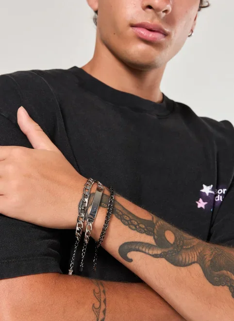 Conjunto 3 Pulseiras De Corrente