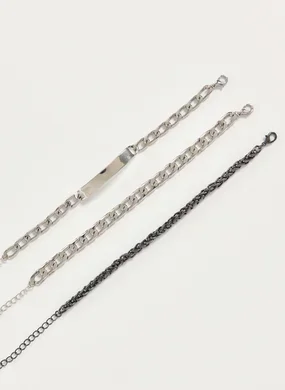 Conjunto 3 Pulseiras De Corrente