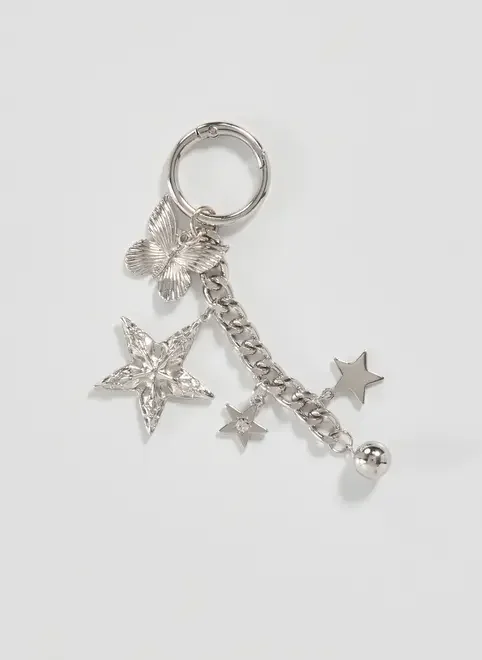 Chaveiro Prateado Estrela E Borboleta