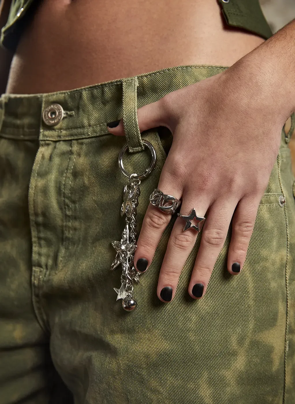 Chaveiro Prateado Estrela E Borboleta