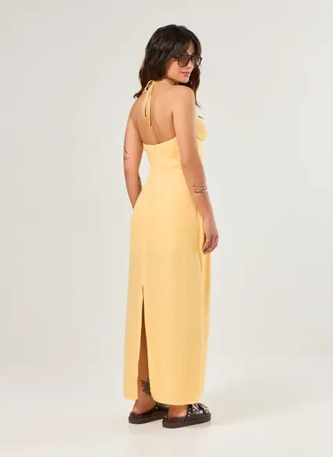 Vestido Midi Amarelo Manteiga