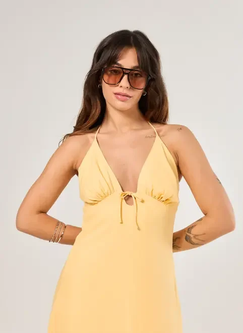 Vestido Midi Amarelo Manteiga