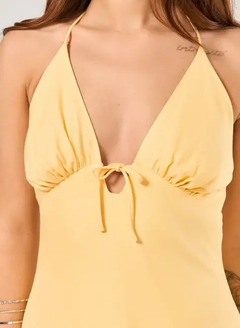 Vestido Midi Amarelo Manteiga