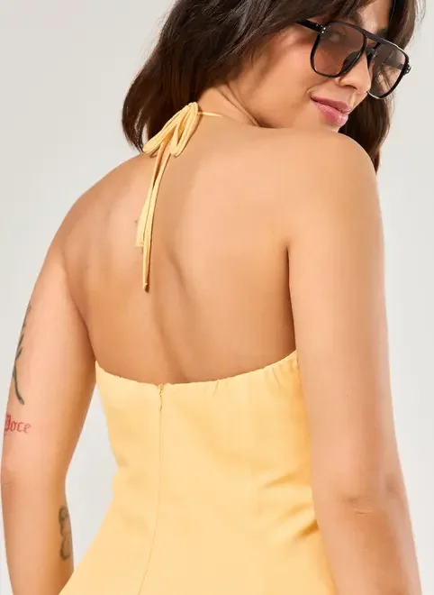 Vestido Midi Amarelo Manteiga
