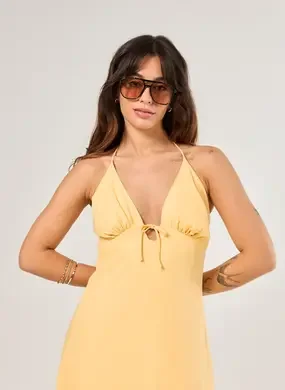 Vestido Midi Amarelo Manteiga