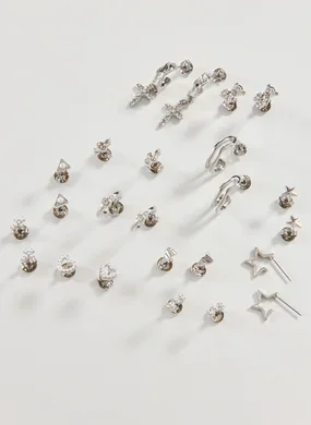 Conjunto 12 Brincos Prateados