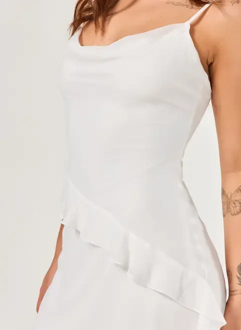 Vestido Curto Chiffon Assimétrico