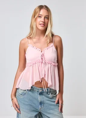 Regata Chiffon Rosa Babados