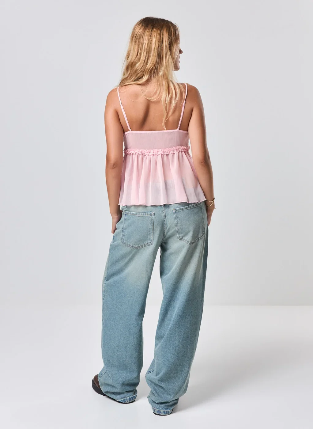 Regata Chiffon Rosa Babados