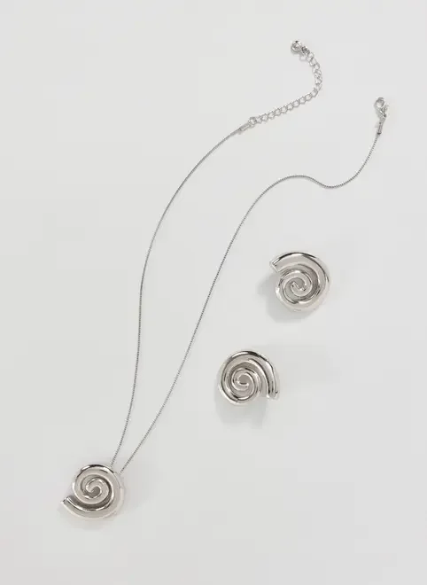Conjunto Brinco E Colar Espiral