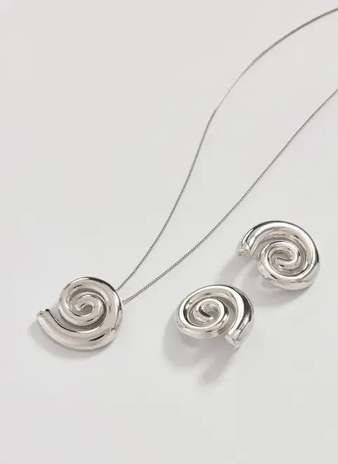 Conjunto Brinco E Colar Espiral