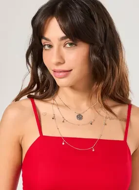 Conjunto 2 Colares Prateados Estrelas