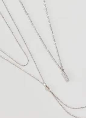 Conjunto 2 Colares Prateados Strass