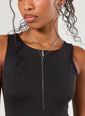 Conjunto 2 Colares Prateados Strass