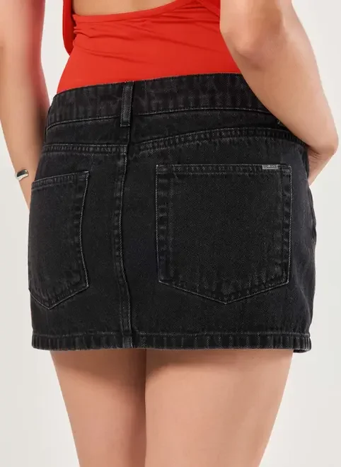 Saia Jeans Preta Com Short Embutido