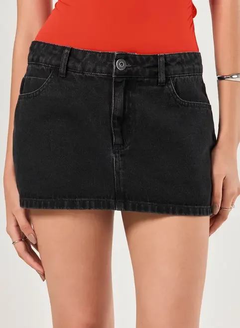 Saia Jeans Preta Com Short Embutido