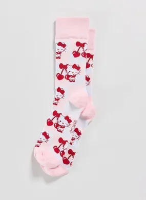Meia Rosa Hello Kitty Cereja