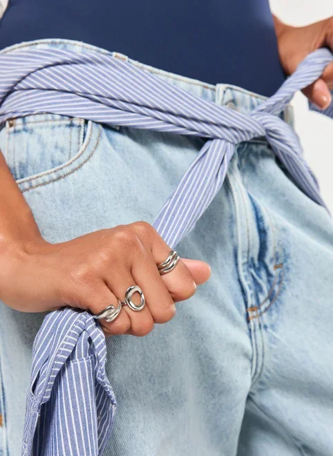 Conjunto 4 Anéis Prateados