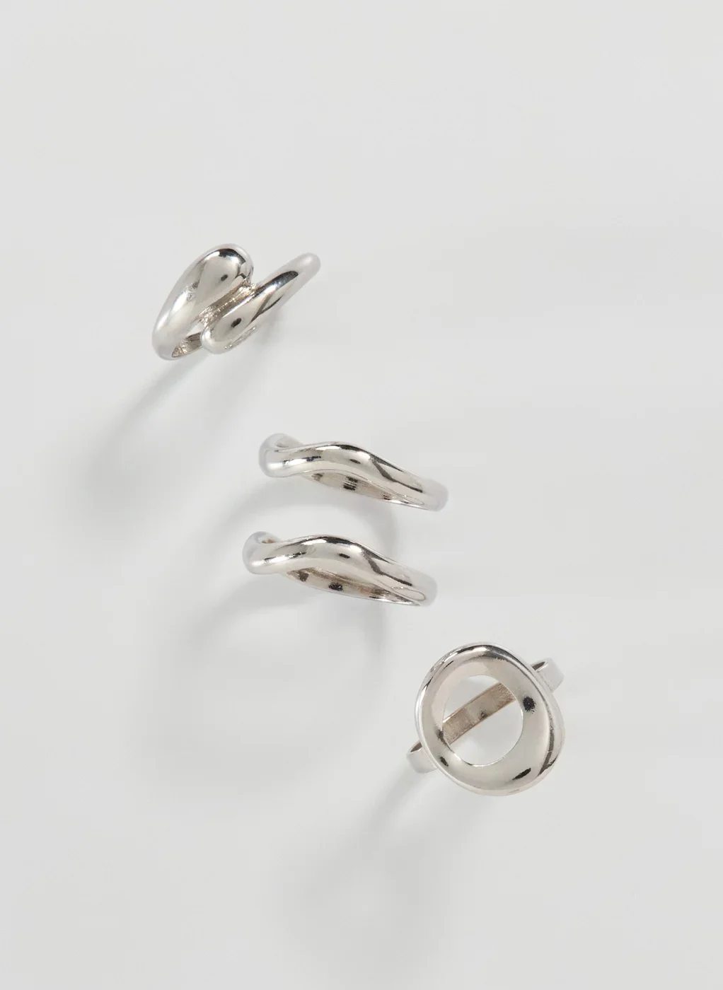 Conjunto 4 Anéis Prateados