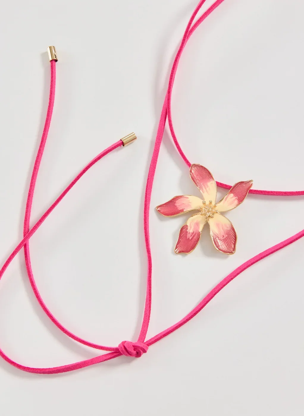 Colar Rosa Suede Flor