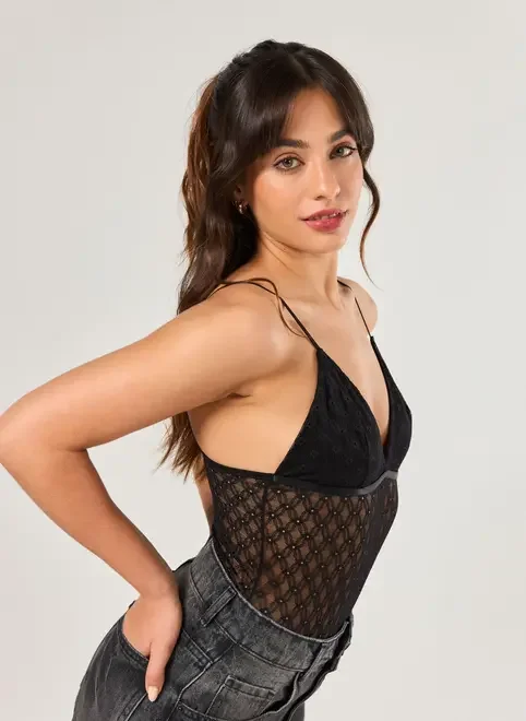 Body Preto De Renda
