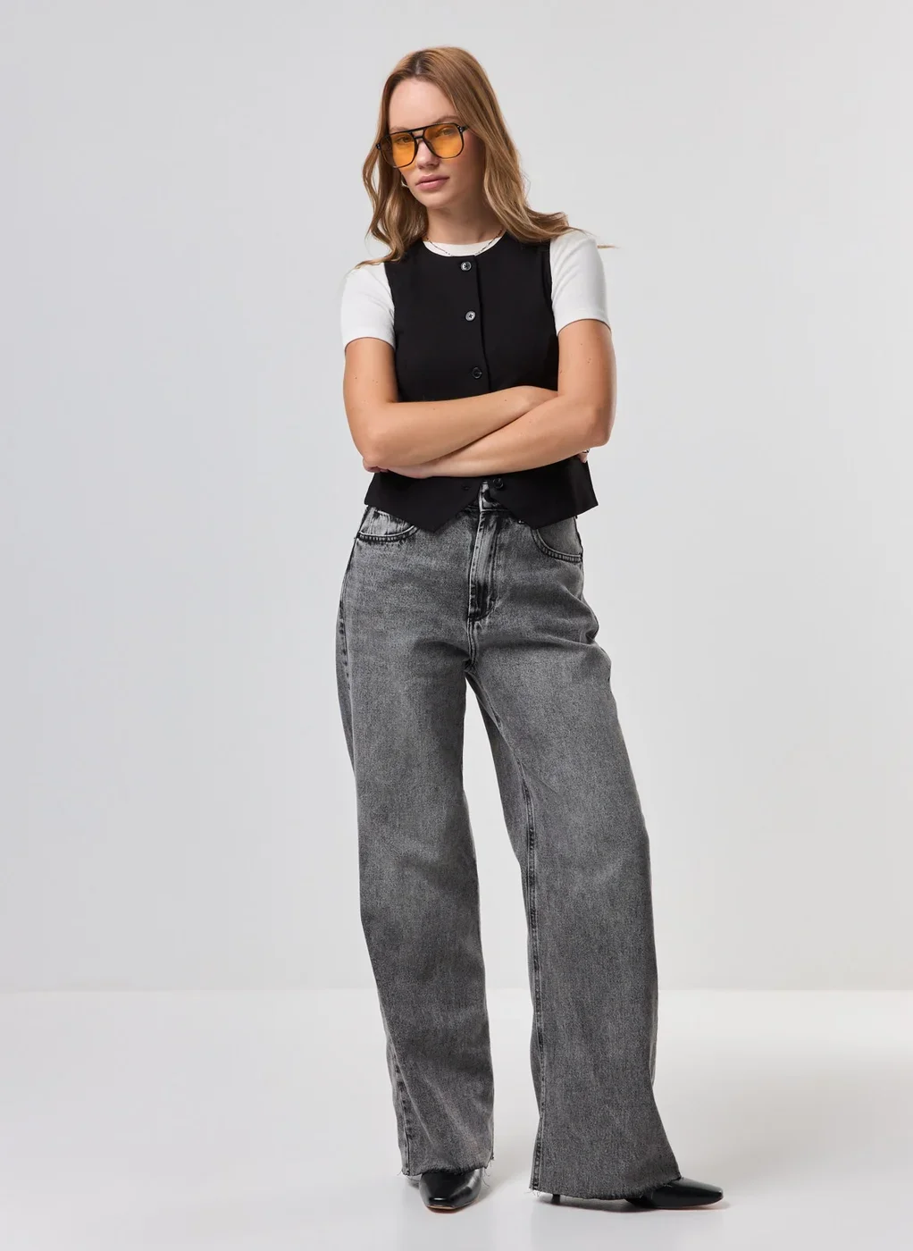 Colete Alfaiataria Preto Gola Redonda