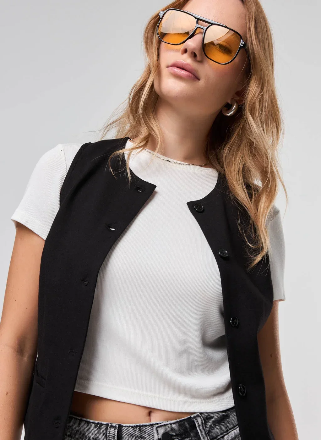 Colete Alfaiataria Preto Gola Redonda